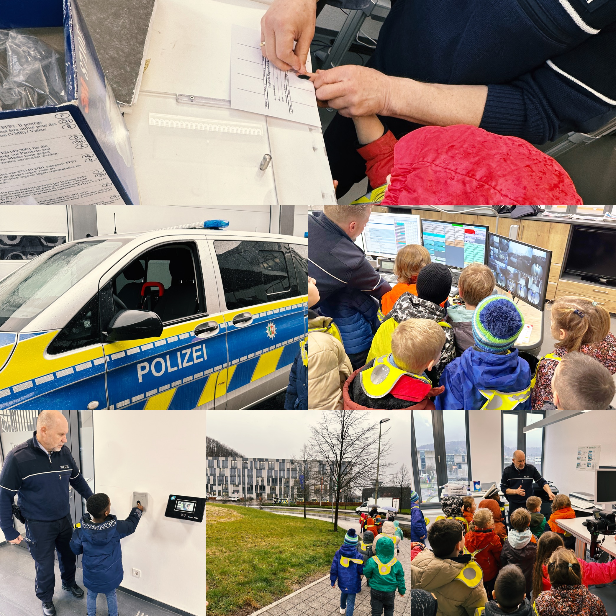 Die Vorschulkinder bei der Polizei zu Besuch